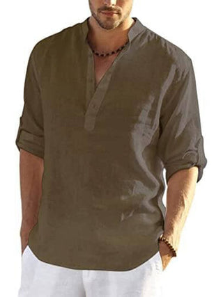 Herren Henley Hemd mit langen Ärmeln | Lockere Passform