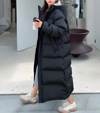 Damen Lange Winter Daunenjacke | Mit Kapuze