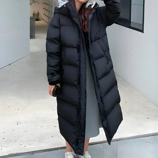 Damen Lange Winter Daunenjacke | Mit Kapuze
