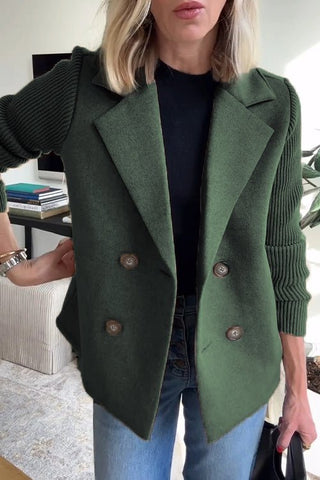 Damen Blazer mit Strickärmeln | Doppelreiher