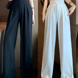 Damenhose mit hoher Taille und weitem Bein | Gerader Schnitt