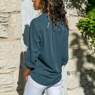 Women's V-neck Shirt with Pockets | Long Sleeves