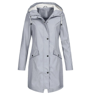 Damen Lange Wasserdichte Regenjacke | Mit Kapuze