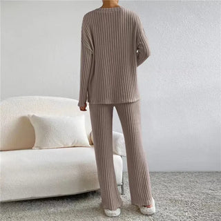 Women's Two-Piece Lounge Set | Ribbed V-Neck