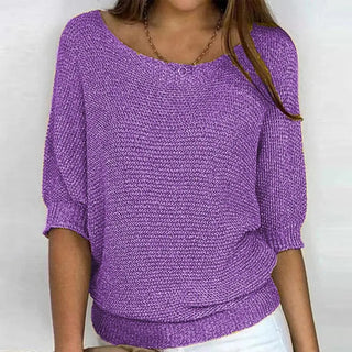 Damen Lockere Strickpullover | Halbe Ärmel