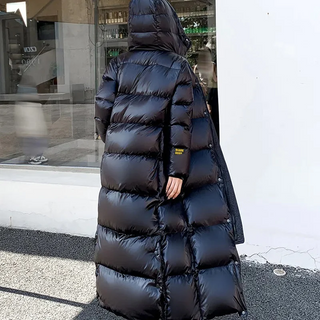 Damen Lange Winter Daunenjacke | Mit Kapuze