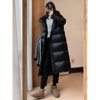 Damen Lange Winter Daunenjacke | Mit Kapuze