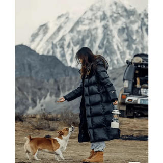 Damen Lange Winter Daunenjacke | Mit Kapuze