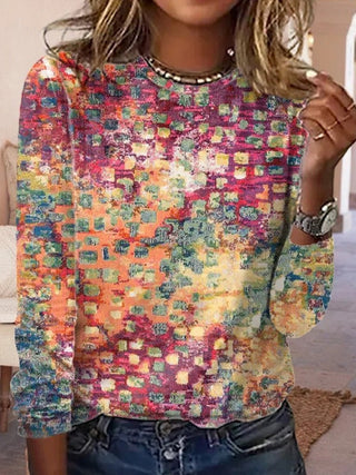 Women's long-sleeve top with abstract print | Casual