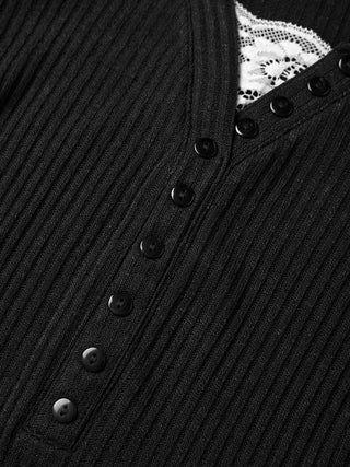 Women's Ribbed Longsleeve | With Button Placket Front