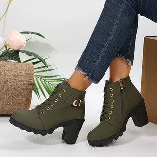 Damen Schnür-Stiefeletten | Blockabsatz