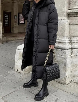 Women's Long Winter Puffer Jacket | With Hood
