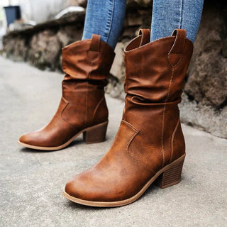 Damen Stiefeletten bis zur Wade | Blockabsatz