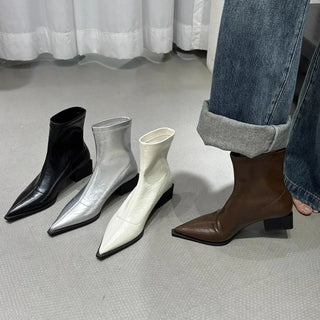 Damen Spitz Stiefeletten | Blockabsatz