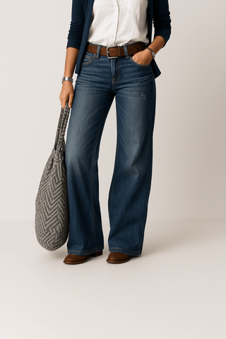Damenjeans mit weitem Bein | Hohe Taille