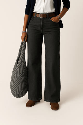 Damenjeans mit weitem Bein | Hohe Taille
