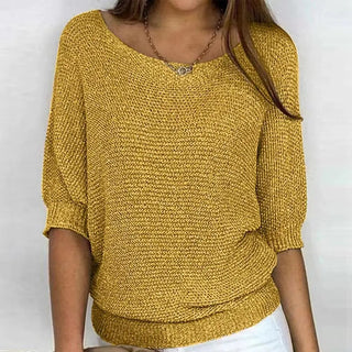 Damen Lockere Strickpullover | Halbe Ärmel