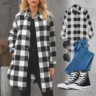 Damen Karierte Jacke | Langarm