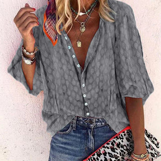 Damsza Loose Shirt with Button Print | Casual Fit