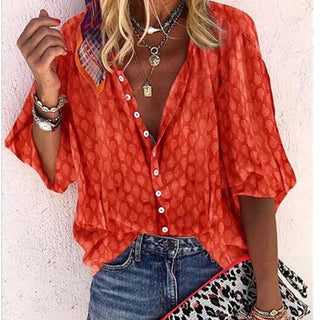Damsza Loose Shirt with Button Print | Casual Fit