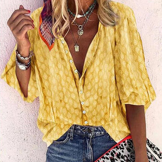 Damsza Loose Shirt with Button Print | Casual Fit