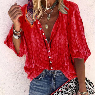 Damsza Loose Shirt with Button Print | Casual Fit