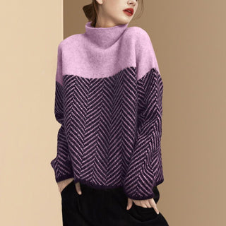 Damen Rollkragenpullover | Chevron-Muster