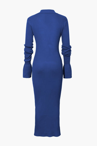 Damen-Langarmkleid mit Rippstrick | Maxi