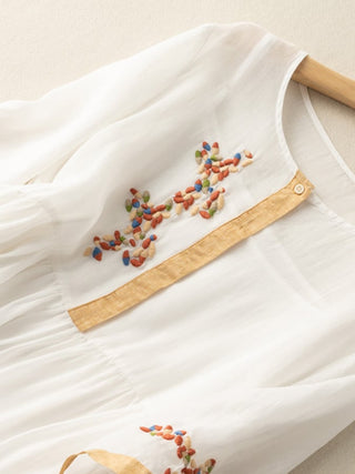 Midi-Kleid mit Stickerei für Frauen | Lockere Passform