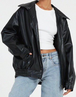 Damen Oversized Jacke | Mit Reißverschluss
