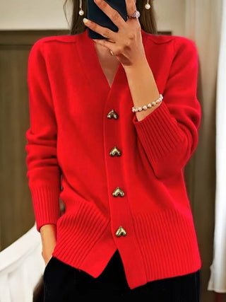 Damen Strickcardigan mit Herzknöpfen | Regulärer Schnitt