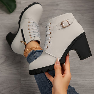 Damen Schnür-Stiefeletten | Blockabsatz
