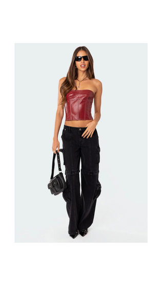 Alina | Damen Figurbetontes Corsage Top | Schnürdetail