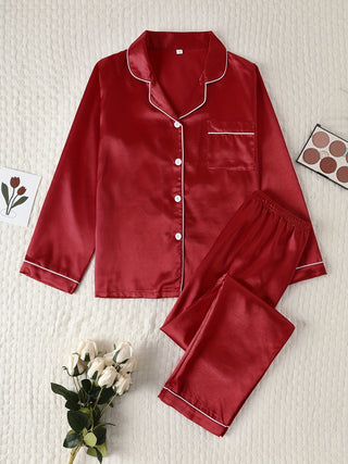 Damen Button Up Pyjama Set | Langarm Design