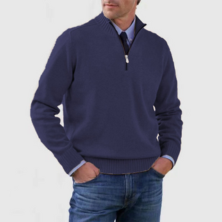 Herren Strickpullover mit Viertelreißverschluss | Stehkragen