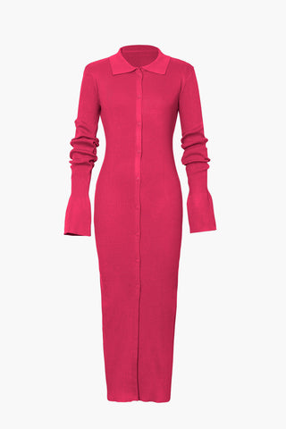 Damen-Langarmkleid mit Rippstrick | Maxi