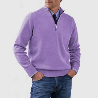 Herren Strickpullover mit Viertelreißverschluss | Stehkragen