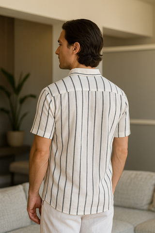 Nico | Herren Gestreiftes Kurzarmshirt | Sommerleicht