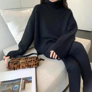 Damen Oversized Pullover mit Rollkragen | Lange Ärmel