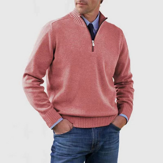 Herren Strickpullover mit Viertelreißverschluss | Stehkragen
