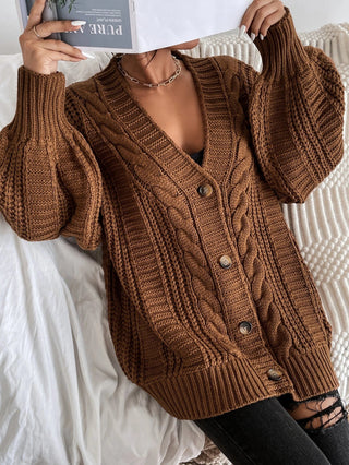 Damen Chunky Kabelstrick Cardigan | Oversized
