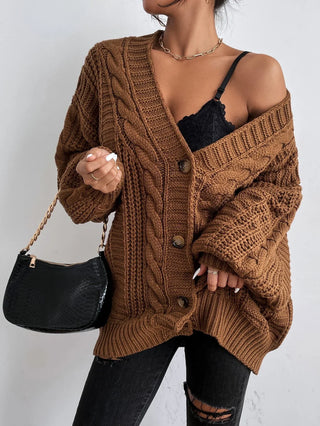 Damen Chunky Kabelstrick Cardigan | Oversized