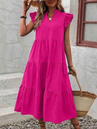 Midikleid mit Rüschen für Frauen