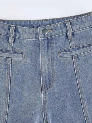 Damen Slim Fit Jeans mit Ausgestellt am Saum | Hohe Taille