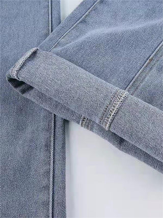 Damen Slim Fit Jeans mit Ausgestellt am Saum | Hohe Taille