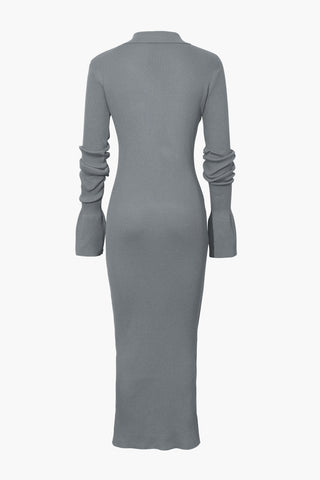 Damen-Langarmkleid mit Rippstrick | Maxi