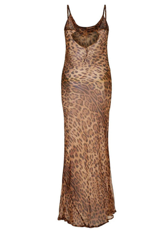 Damen Leopard Spaghetti Kleid | Maxi