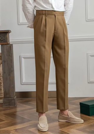 Luca | Herren Elegante Hose | Hoher Bund Braun