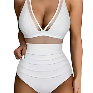 Push-Up Badeanzug mit Mesh & Tiefem Dekolleté | Einteiler