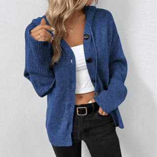 Damen Knopf-Cardigan | Mit Kapuze